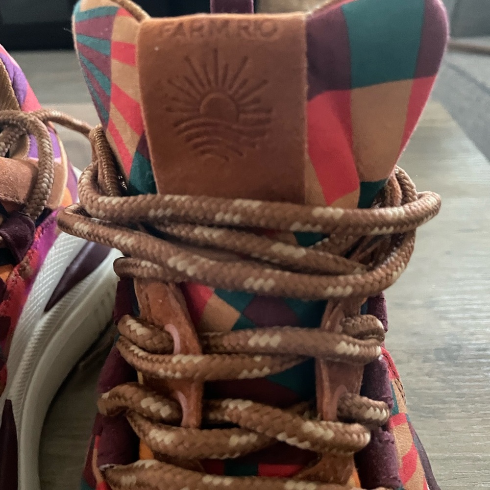 Farm Rio Anthro Graphic Scarves Mixed Media Geometric pattern platform Sneaker - Picture 4 of 12